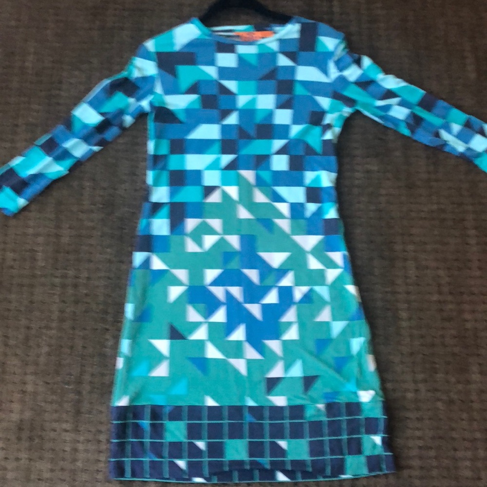A blue multi colored dress